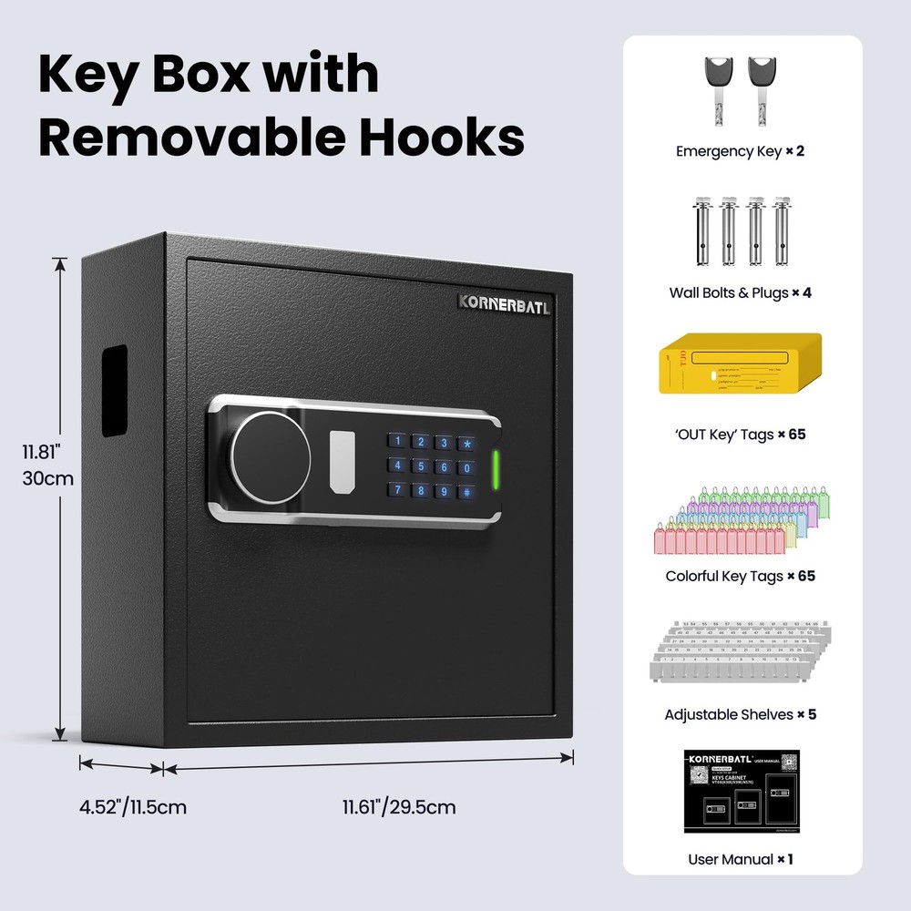 Heavy Duty 64 Keys Electronic Key Lock Box Wall Mount with Code, Key Cabinet ...