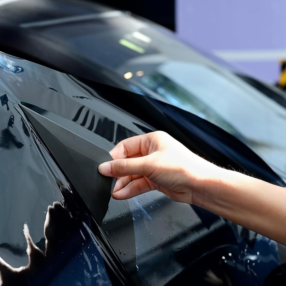 FOSHIO Small Squeegee Window Tinting Tools, Triangle Car Wrap Vinyl Black