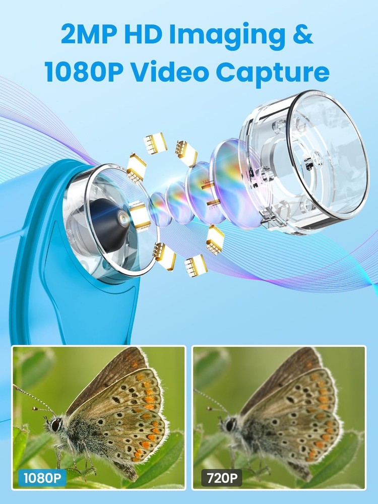 Microscope for Kids, 2.4 Inch Digital Microscope with 1000X Magnification, Ha...