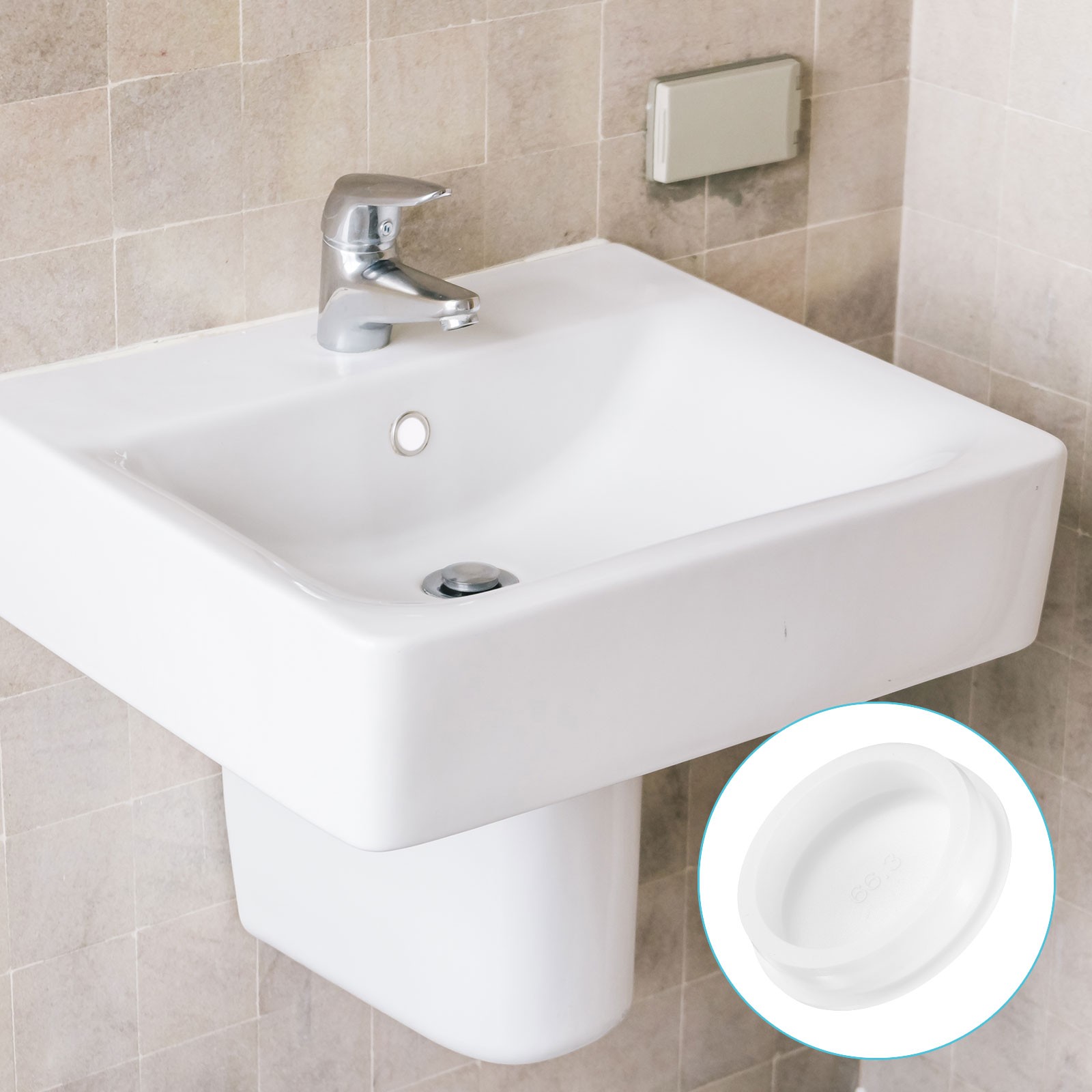 2Pcs Silicone Hole Plug, Round Rubber Stoppers for 65mm/2.56" Hole, White