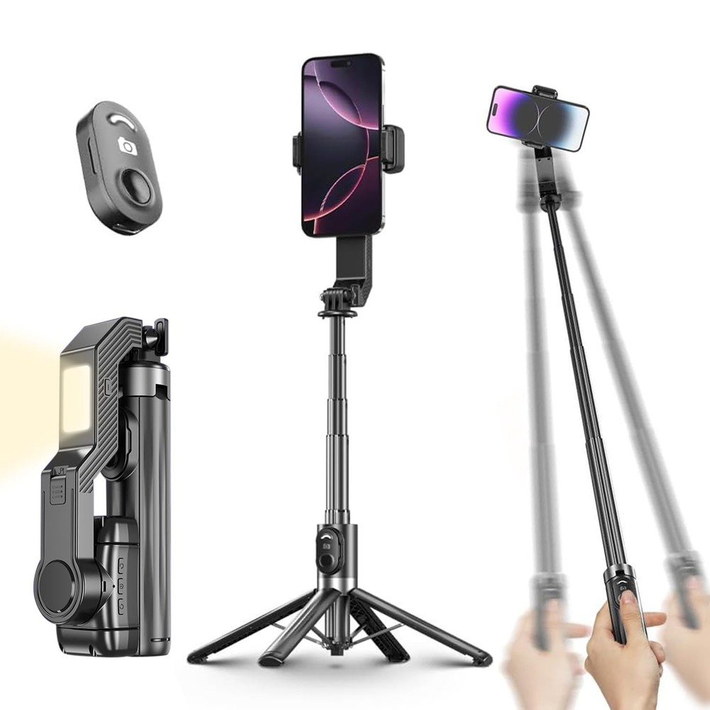Smartphone Gimbal Stabilizer, 360° Rotation Single Axis Stabilizer with Light...