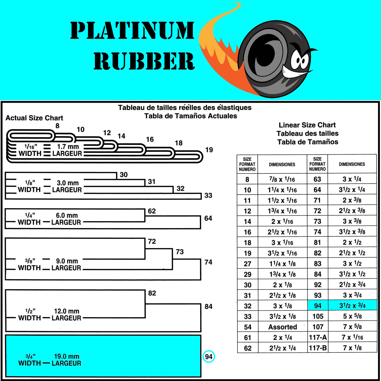 Black Extra Wide 3/4" Fat Rubber Bands #94 .75 inch Large Made In USA Thick