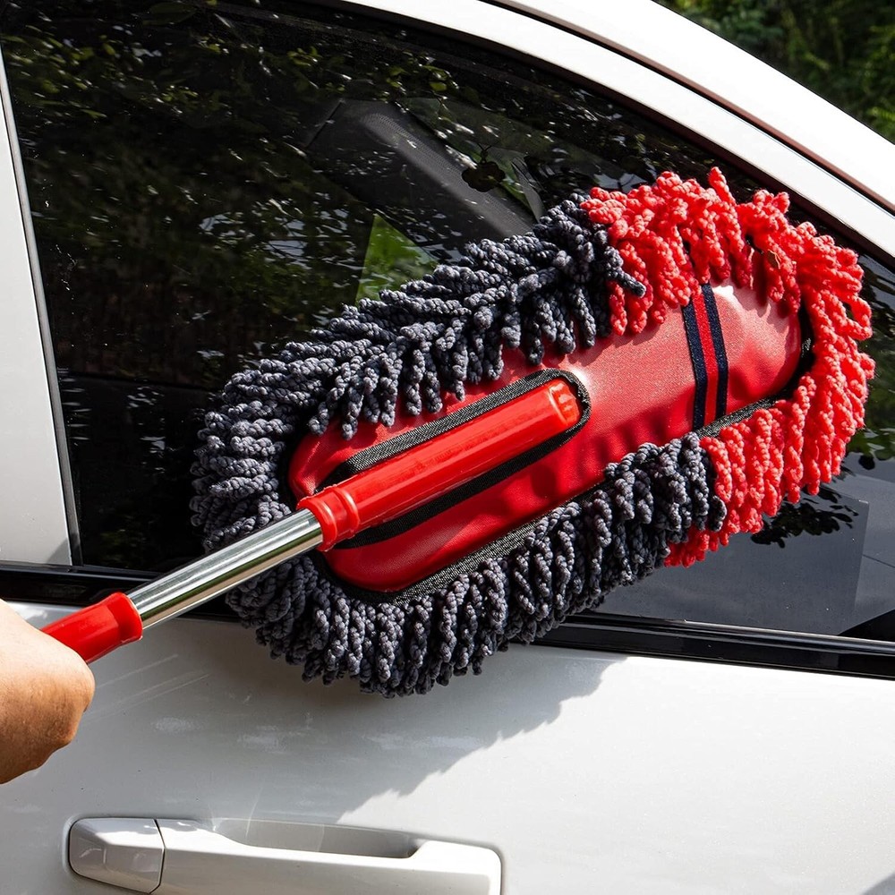 Luxury Soft Microfiber Car Duster with Extendable Handle - Scratch-Free Cleaning