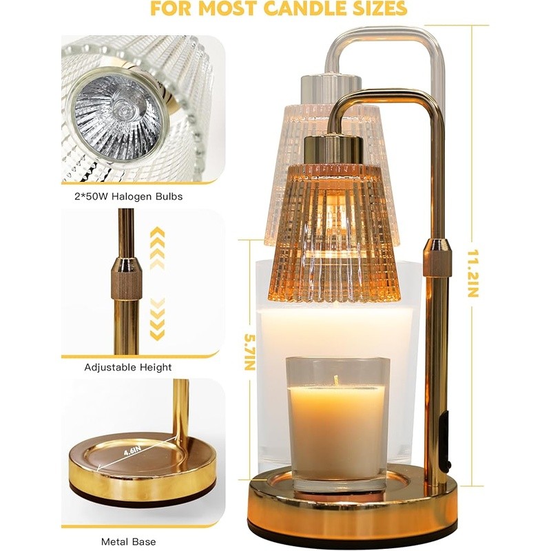 Electric Candle Warmer Lamp Adjustable Dimmable Timer Safe Home Office New
