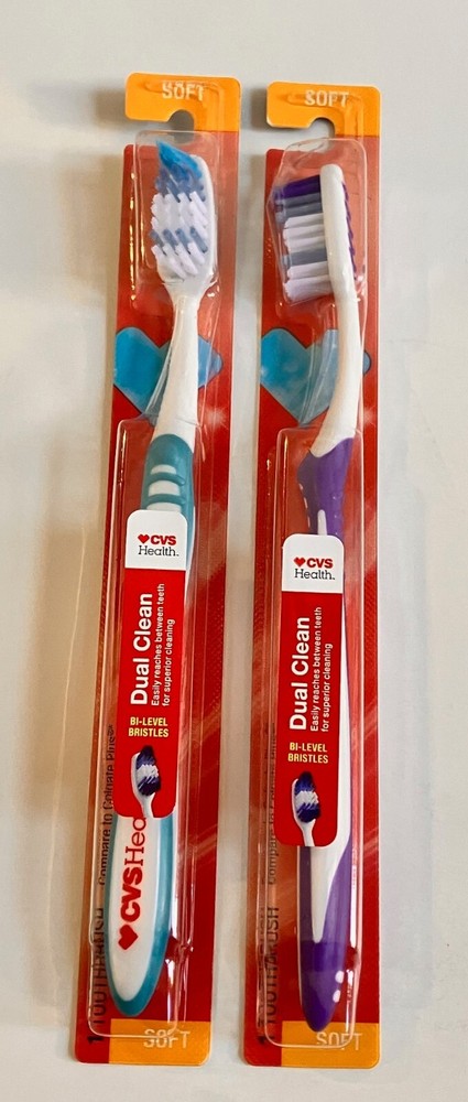 2 CVS Dual Clean Soft Bristle Toothbrush