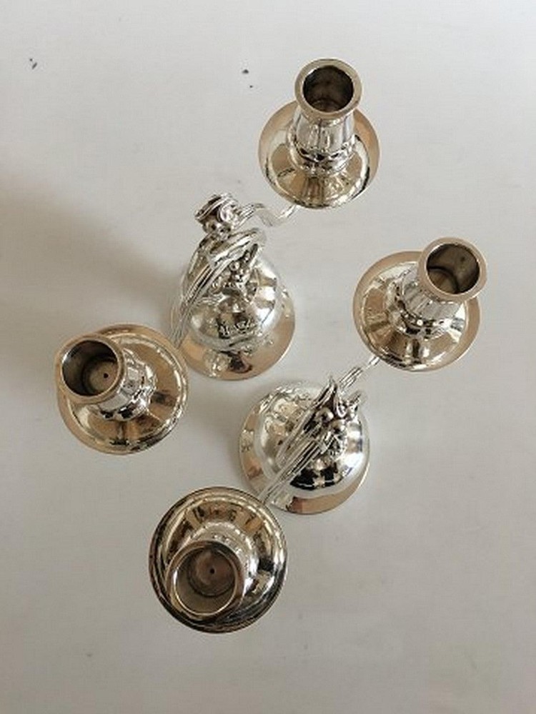 Georg Jensen Sterling Silver Two-armed Candlesticks No 324.