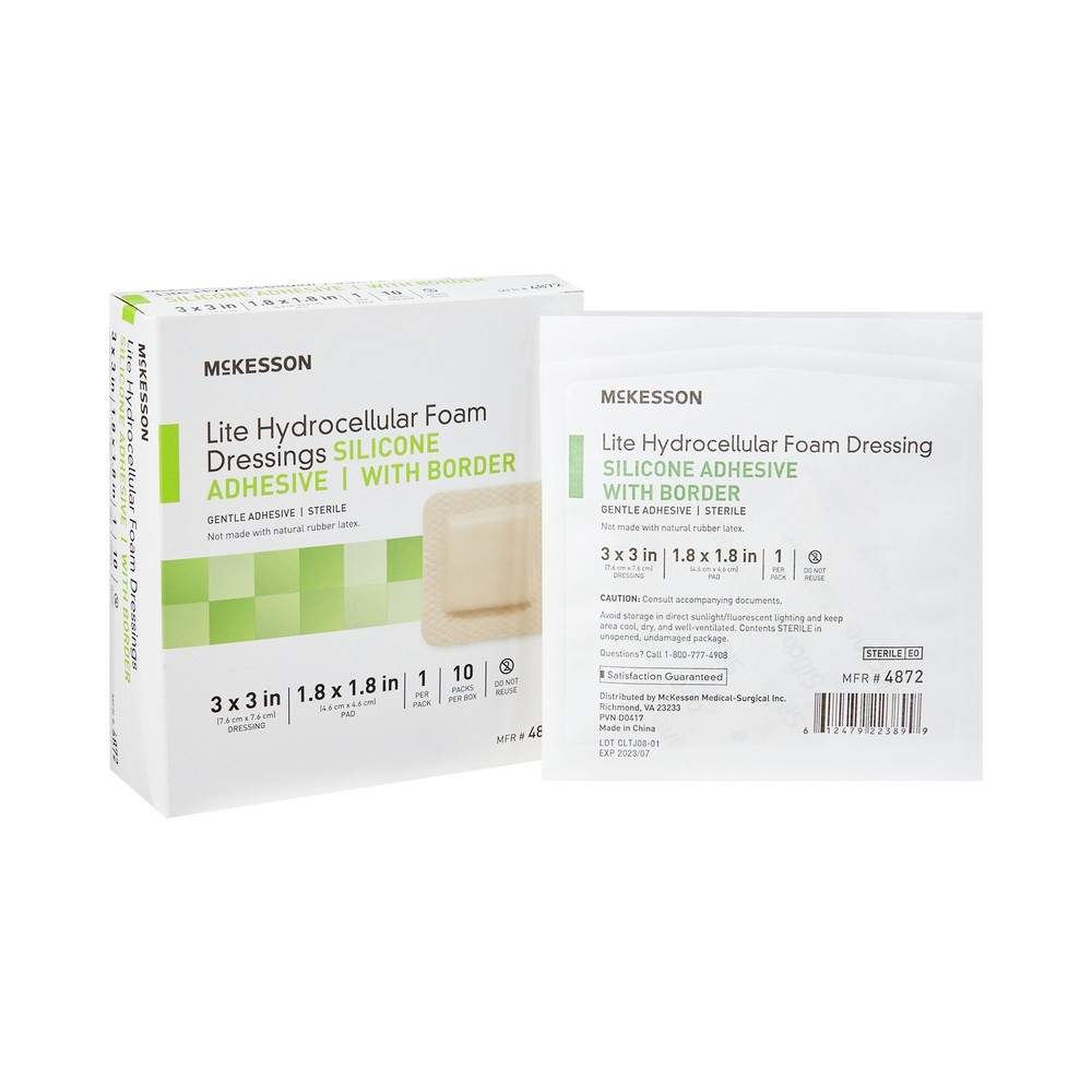 McKesson Lite Thin Foam Dressing 3 x 3" Square with Border 200 per Case