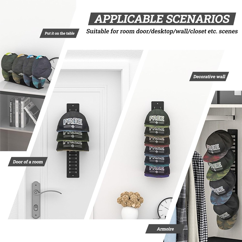 Durable Plastic Cap Storage Rack - Easy Install for 19 Hats, Versatile Use