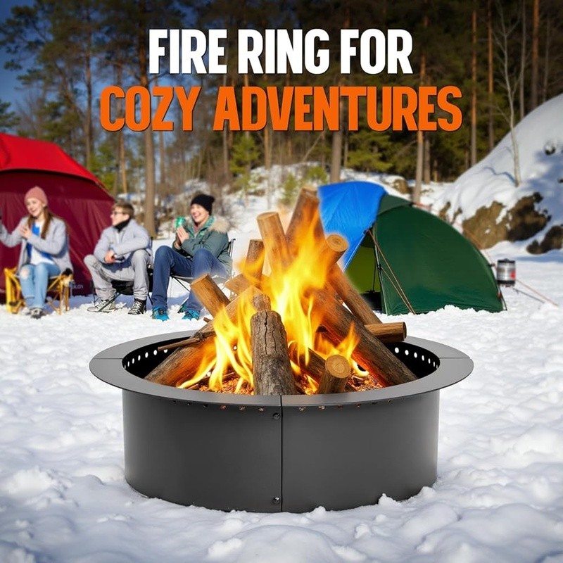 Outdoor Fire Pit Large Round Smokeless Steel Insert Easy Setup Durable Fire Ring