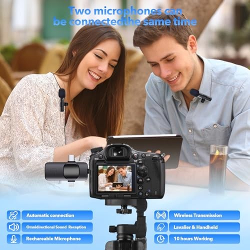 3 in 1 Professional Wireless Microphone for iPhone,Android,Camera,Lapel Mic
