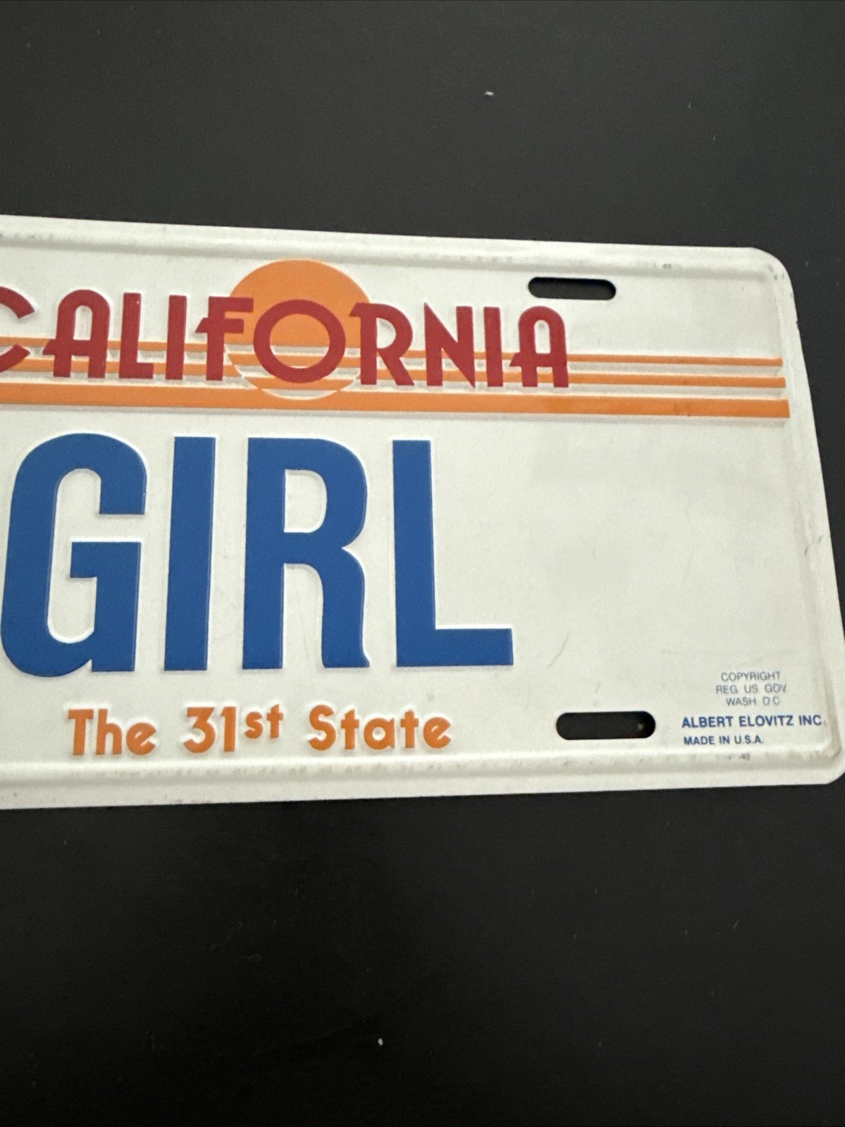 Vintage California License Plate USA Girl The 31st State