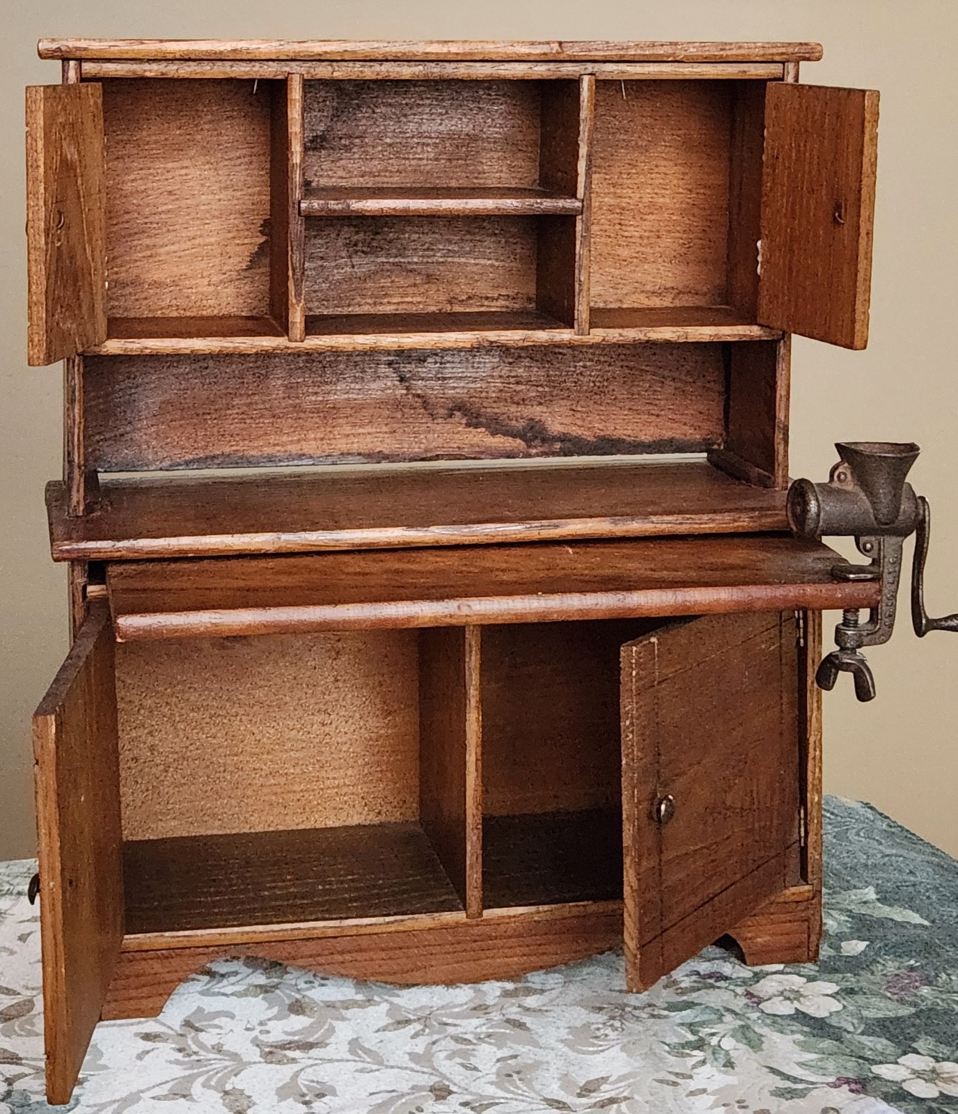 Hoosier Cabinet, Child, Salesman, Bakers Kitchen Work Station, Oak, c1900 18"t