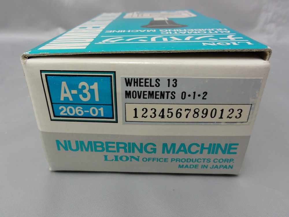 Automatic Numbering Machine, A-31, 13 wheels. Made in Japan