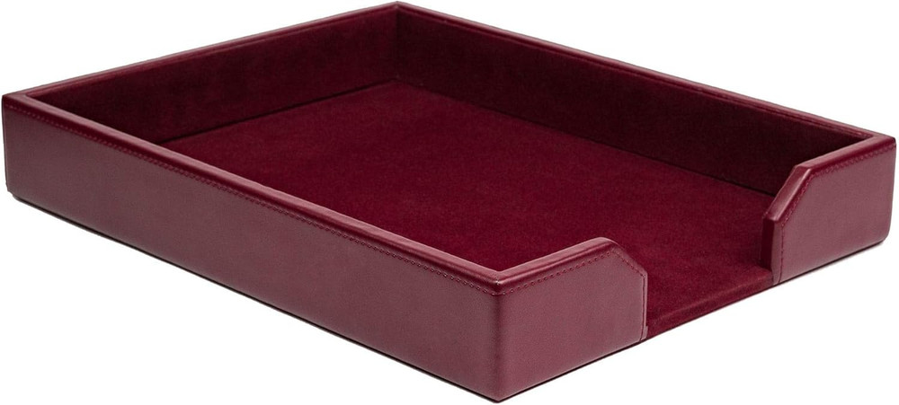 Burgundy Bonded Leather Letter Tray