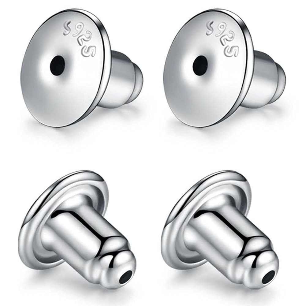 Locking Earring Backs for Studs,14k Plated White Gold Earrings Back for Studs...