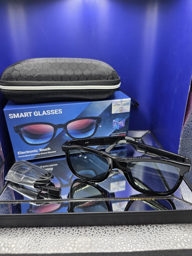 x60 Electronic Touch Dimming Smart Glasses Black Frame with Case