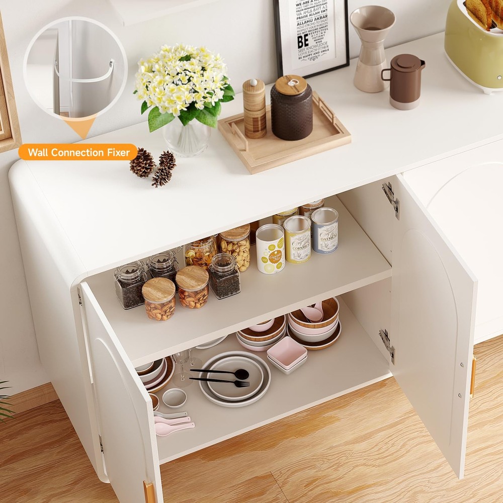 60" Sideboard Buffet Cabinet, Large Credenza Storage, Modern Console Table