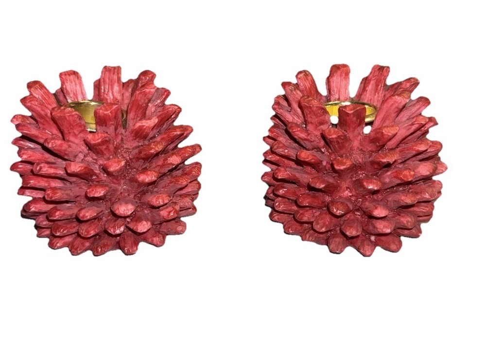 Pinecone Resin Taper Candleholders