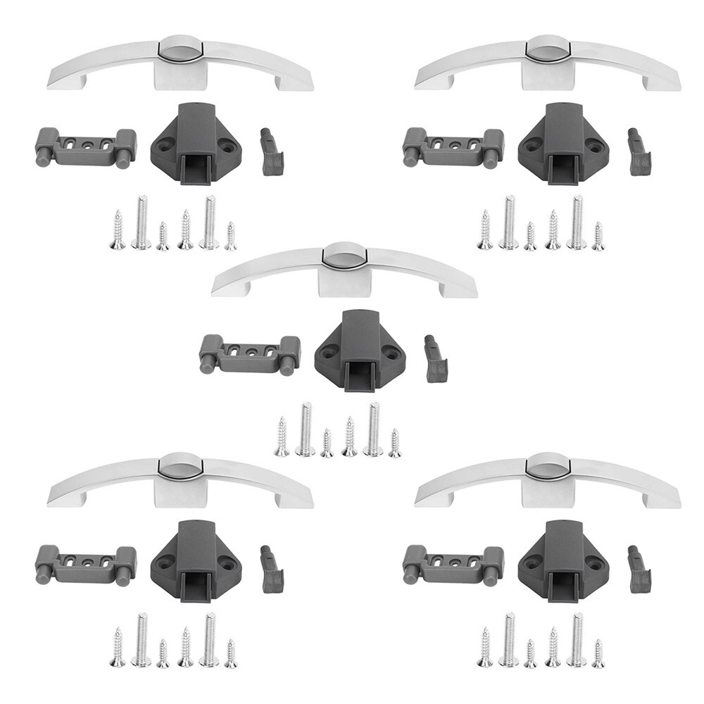 5 PCS Arc Push Button Pull Lock Handle For Caravan, RV, Cupboard Cabinet Drawer