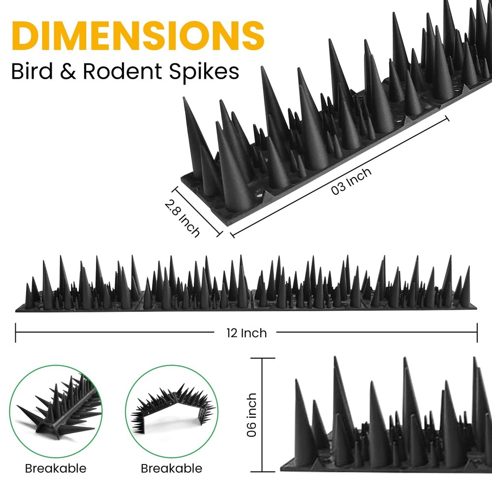 BUGGOFF - White Bird & Rodent Spikes, Unique Spike Pattern effecitviely deter...