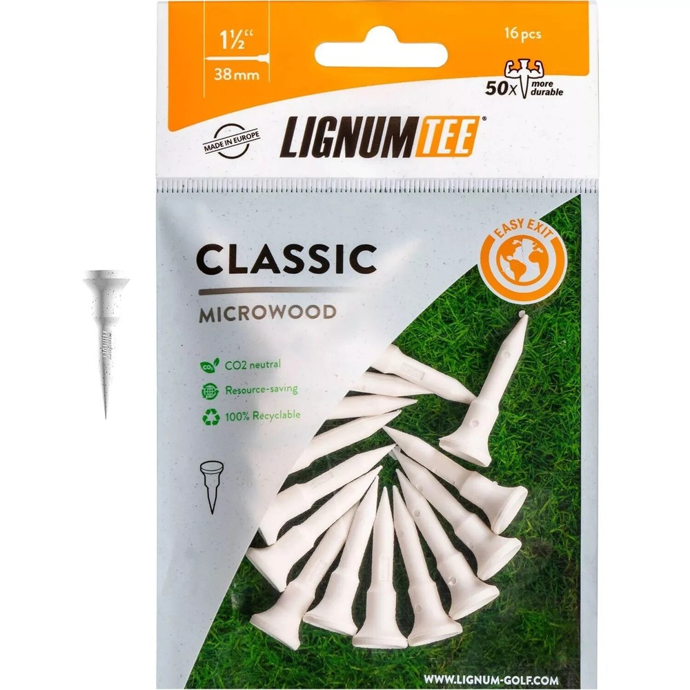 Lignum Golf Tees Anti-Spin Flat Head Adjustable Bio-Based Durable