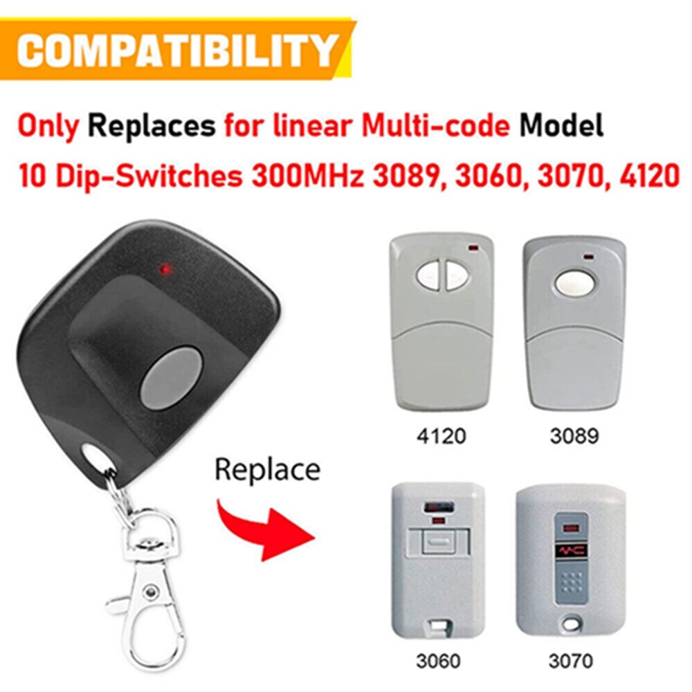 Gate Garage Door Opener 300MHz 10 DIP Code Remote Control Multi-Code 3089 308911