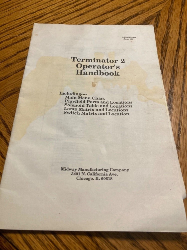 Terminator 2 Pinball Operator Handbook