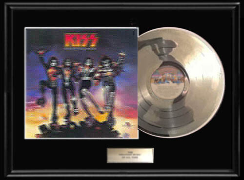 KISS 3-D  DESTROYER ALBUM FRAMED LP WHITE GOLD SILVER PLATINUM TONED RECORD 3d