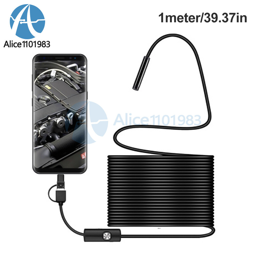 5.5mm HD Endoscope Borescope Inspection Camera W/ 6LED for USB Type-C Android PC
