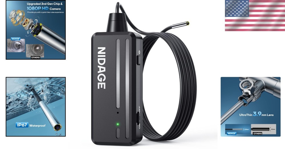 Waterproof Inspection Camera - 1080P HD Wi-Fi Borescope for iPhone/Android