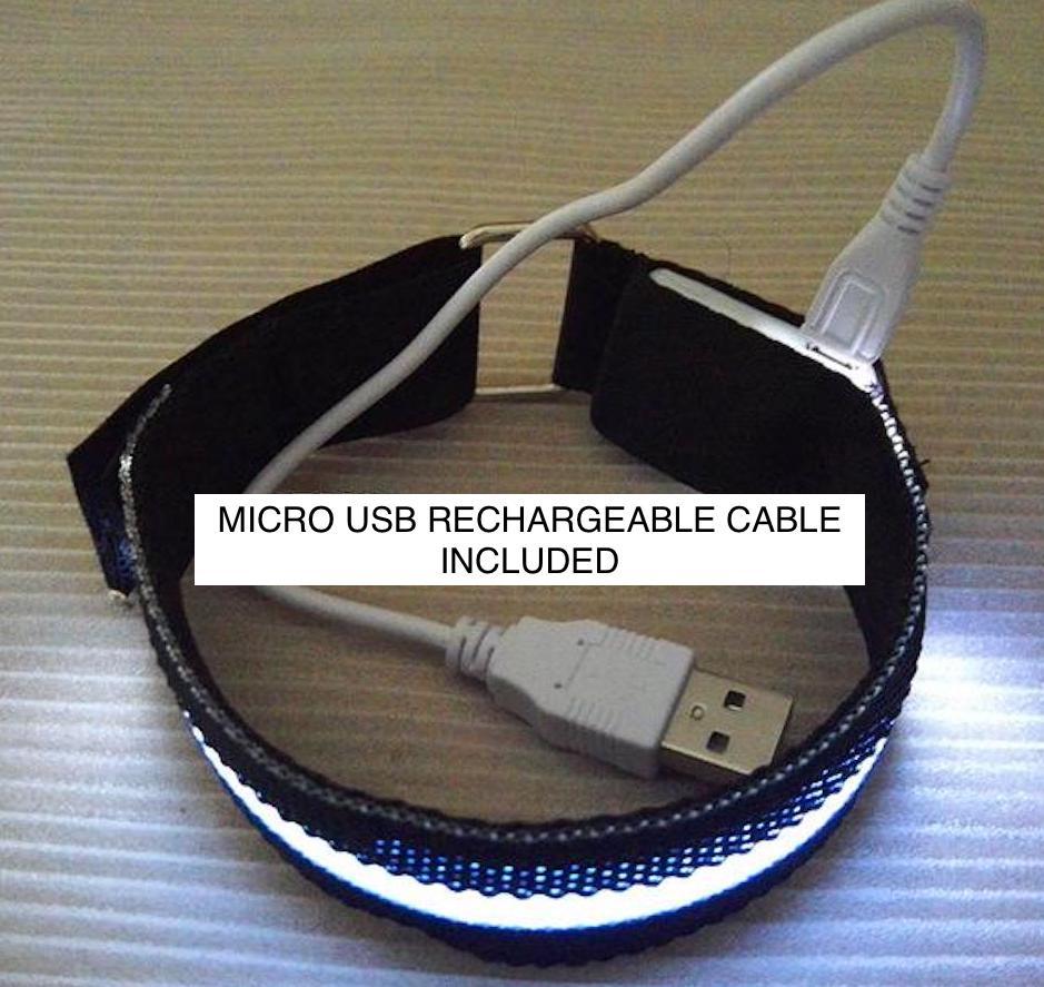 RECHARGEABLE LED ARMBAND ankle ARM BAND Light Night Safety Running Walking Bike