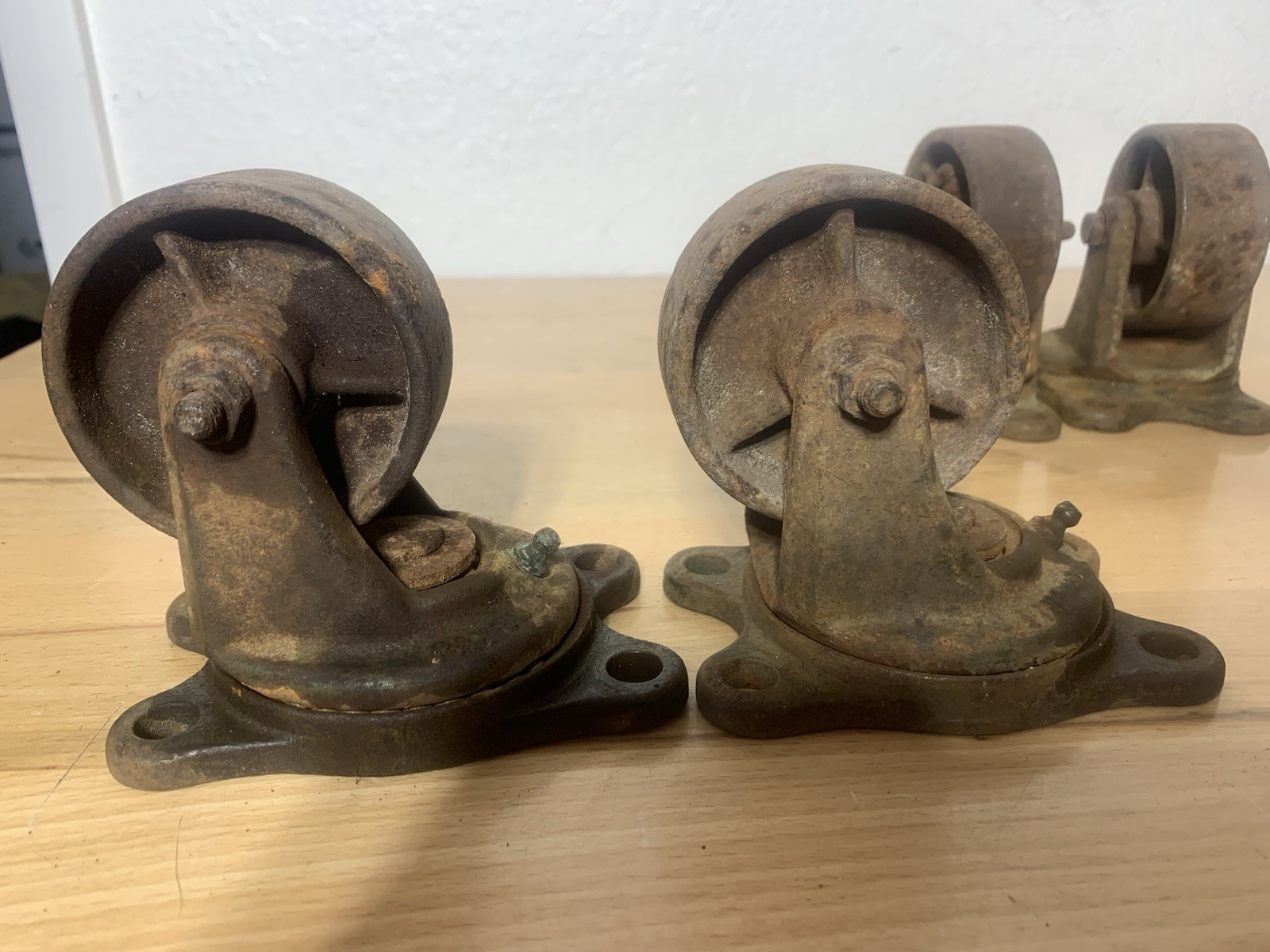 Antique Payson Cast Iron Swivel Casters Industrial Wheels with Grease Fittings