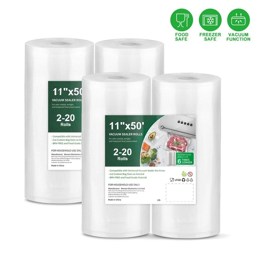 11"x50' Vacuum Sealer Bags Roll 4 Mil Food Storage Saver Embossed Sous Vide Cook