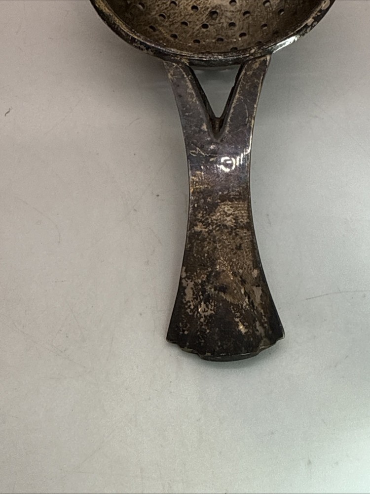 Vintage Silver Plated Tea Bag Strainer with Handle and Catch Dish, EPNS