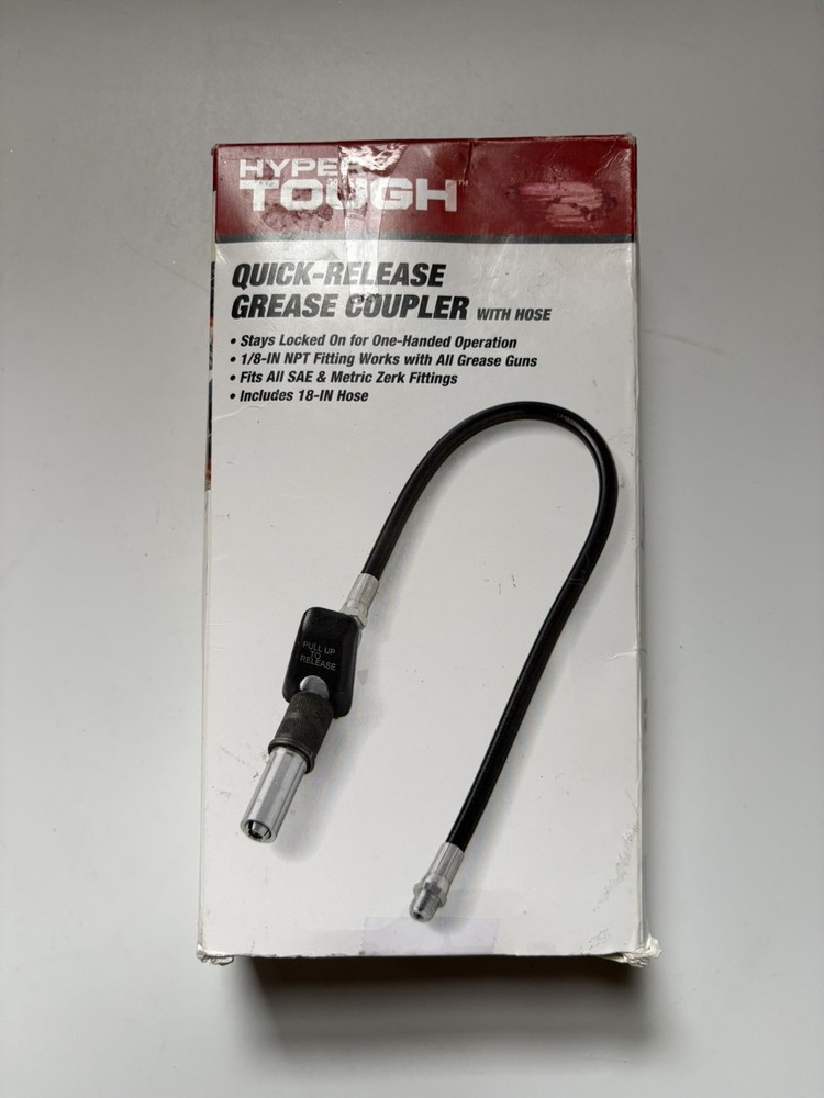 Hyper Tough Quick Release Grease Coupler With 18” Hose -OB