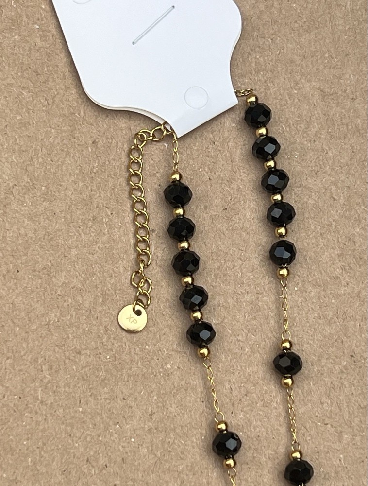 Rosary Unisex-Oro Laminado XP Color Negro