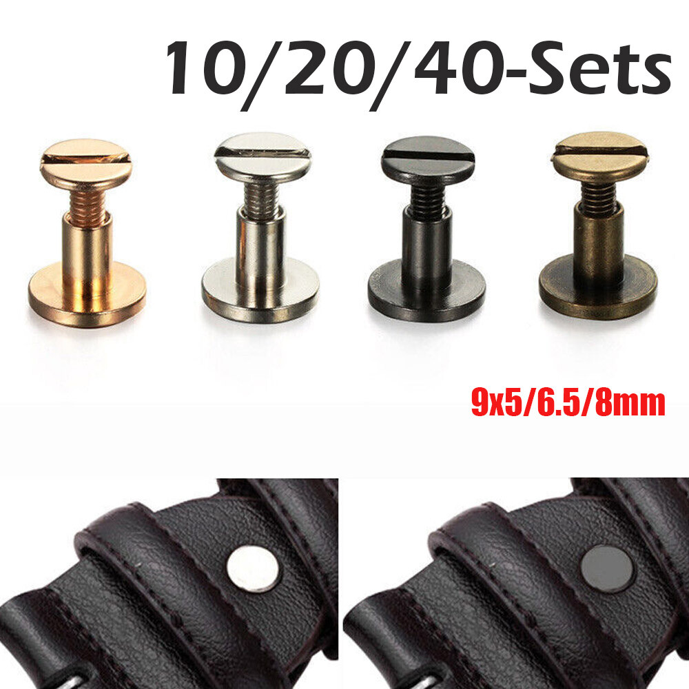 Flat Belt Screw Leather Craft Chicago Nail Brass Solid Rivet Stud Heads USA