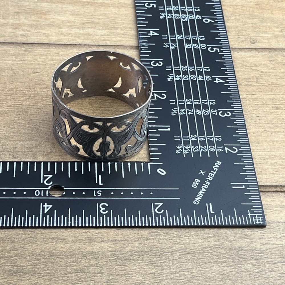 ANTIQUE GORHAM STERLING SILVER NAPKIN RING ORNATE MONOGRAM