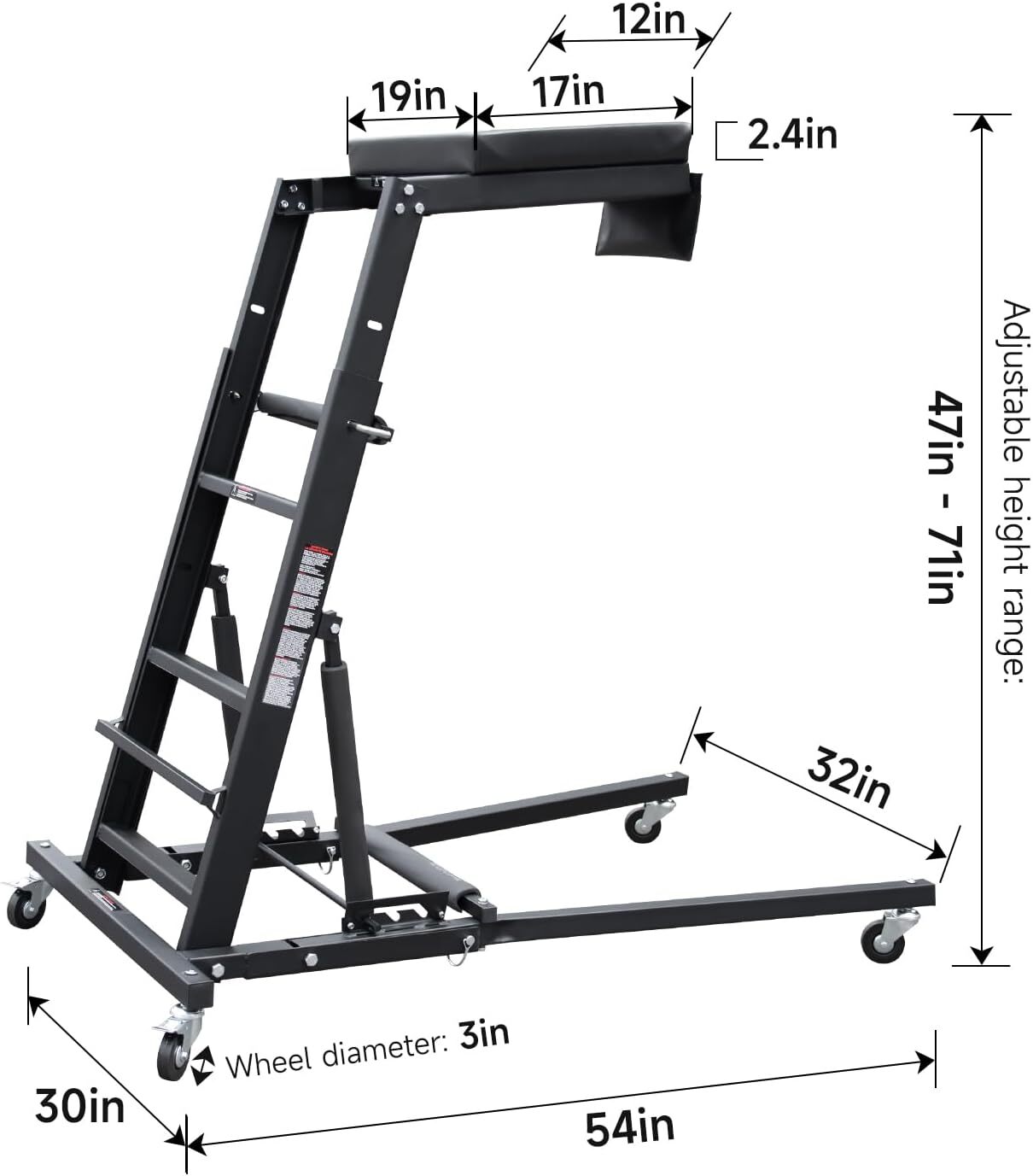 Automotive Topside Creeper Adjustable Engine Creeper Height 47" to 65", 440 LBS