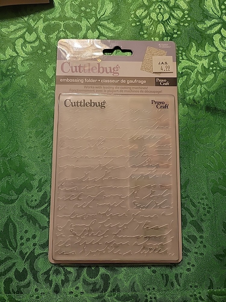 NEW Cuttlebug SCRIPT EMBOSSING FOLDER Handwritten Words Background ~ Provo Craft