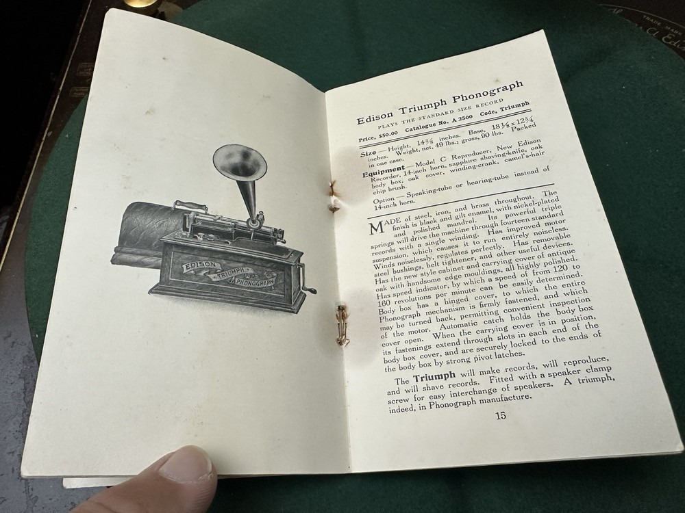 Original 1905 Edison Cylinder Phonograph catalog