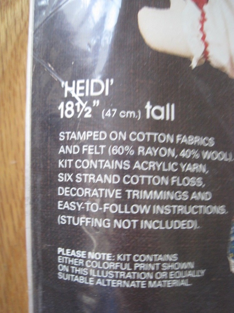 Bucilla Needlecraft Kit Heidi 18 1/2" Doll