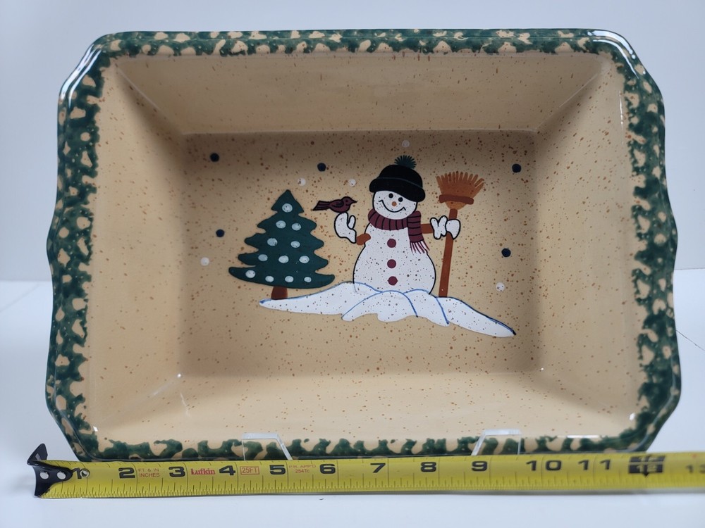 ABC Distributing Large Rectangular Baker ~ Country Snowman ~ 13 3/4" Casserole