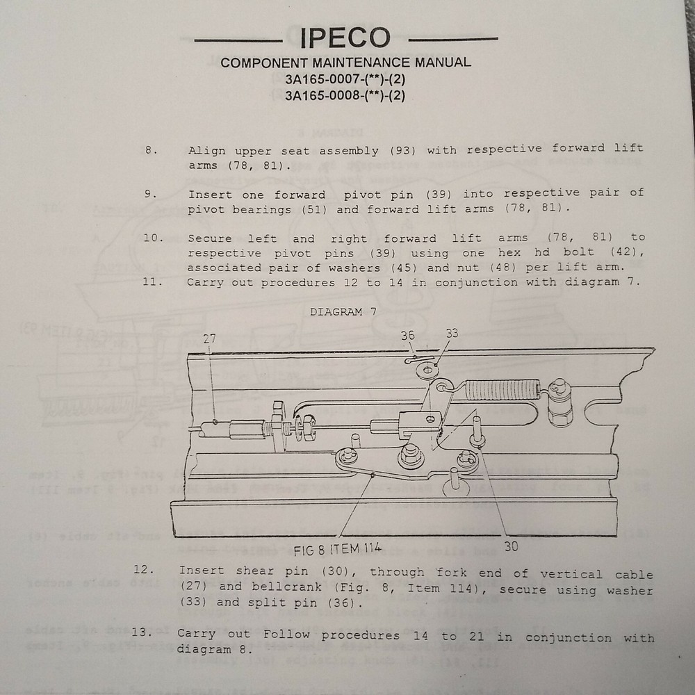 IPECO Crew Seat Assemblies 3A165 Series Component Maintenance Manual