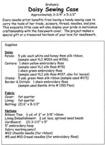 Graham's Daisy Sewing Case Pattern Embroidery Sewing