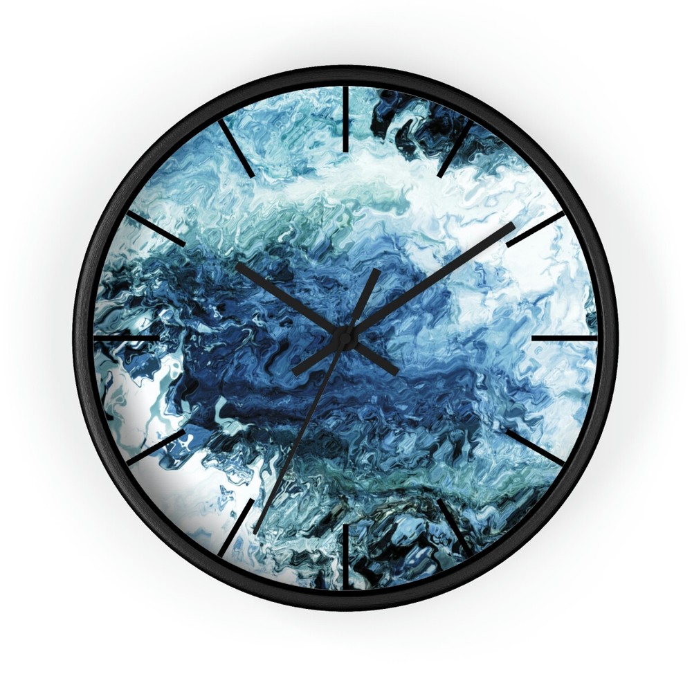 Abstract clock - Blue Swirled Paint Look Wall Decor