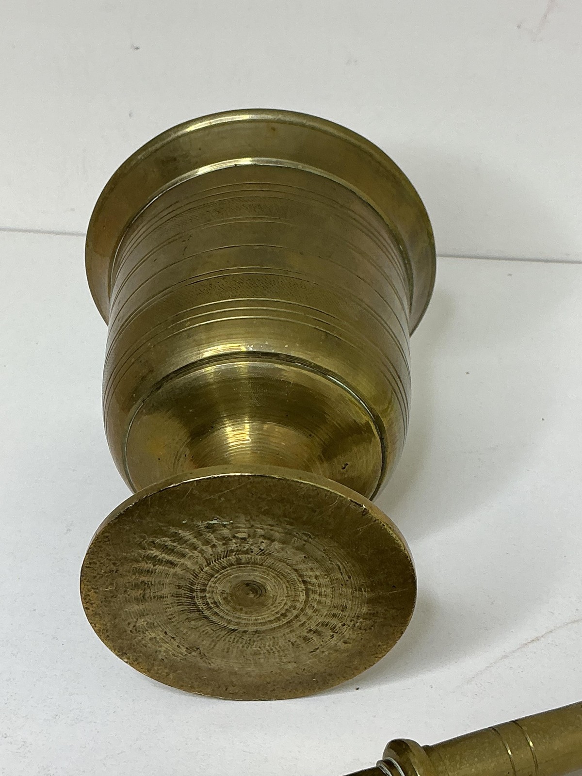 Vintage Solid Brass Mortar And Pestle Tall Footed Cup Apothecary Decor Pharmacy