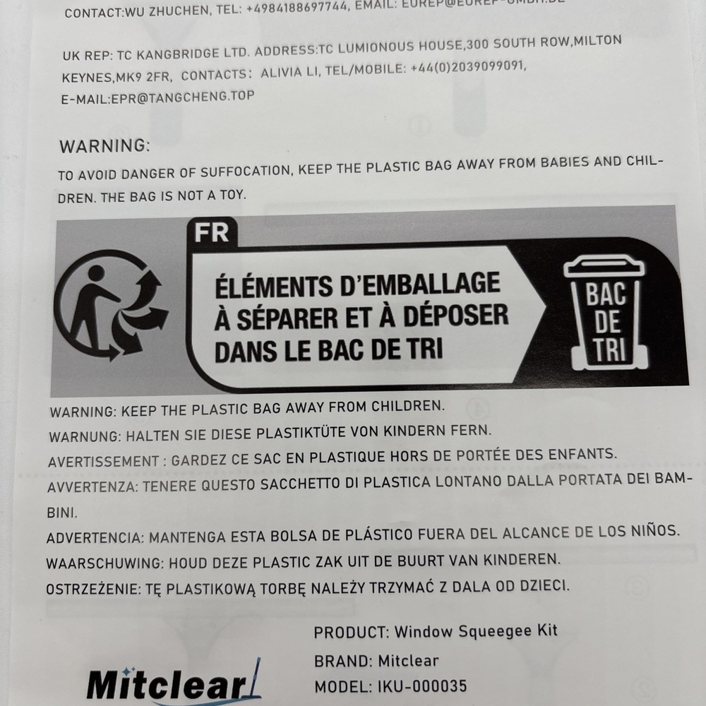 Professional Window Cleaning Kit 14IN, with Silicone Squeegee Blade, Microfib...