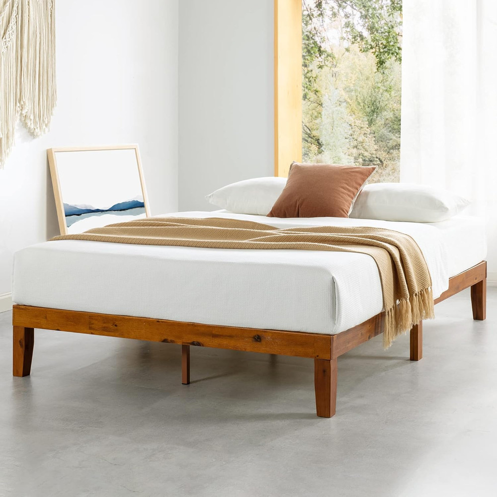 Naturalista Classic 12" Solid Wood Platform Bed - Full, Cherry, Easy Assembly