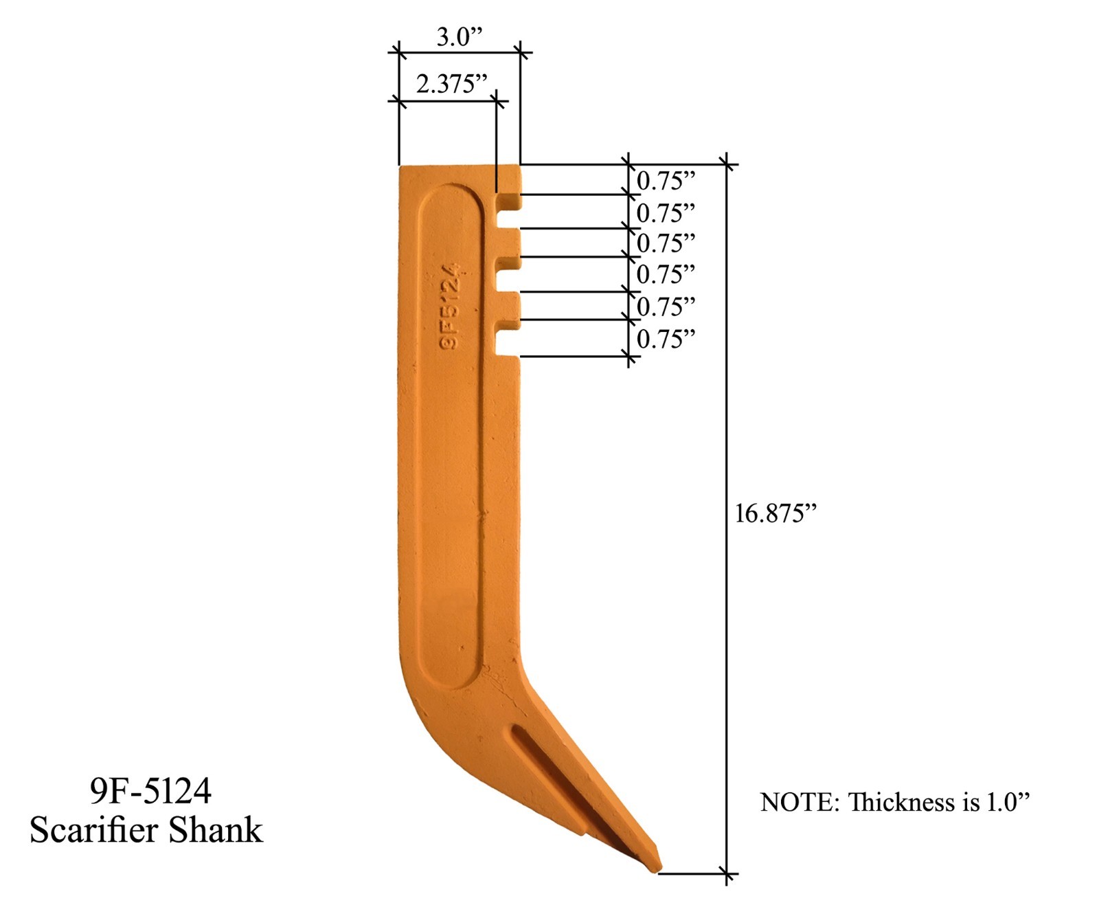 6 Scarifier Shank, Tip, & Keeper, Fits Most CAT & Some John Deere Motor Graders